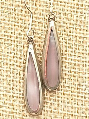 Vintage Alpaca Silver Mexico MOP Inlay Teardrop Earrings